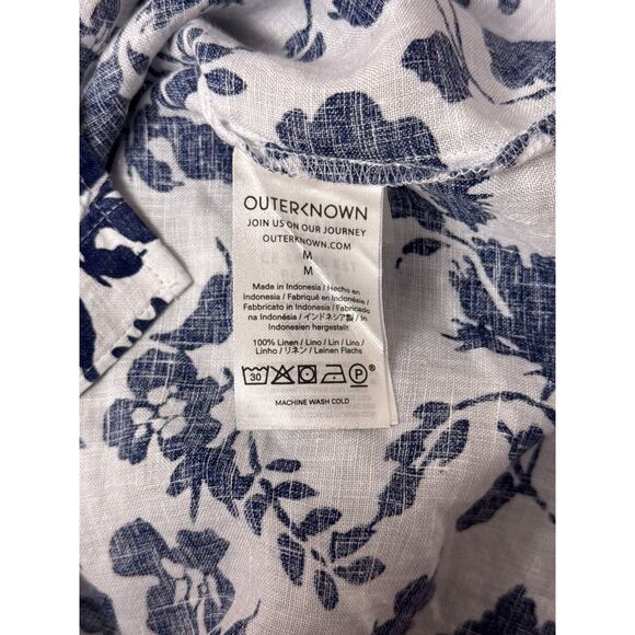 Outerknown Top Medium Womens Floral Linen Long Sleeve Button Shirt - Picture 10 of 10